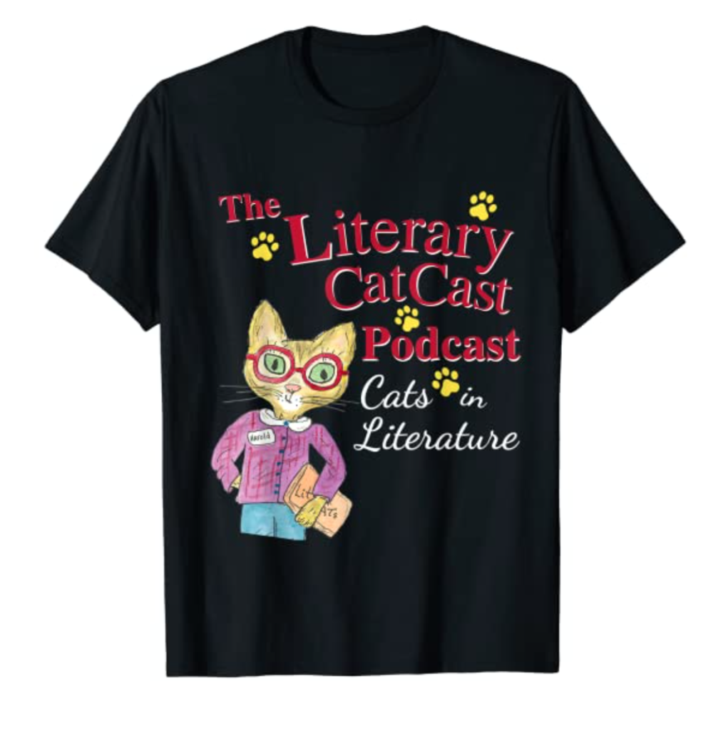The Literary Catcast Podcast T-Shirt by Phebe Phillips on Amazon